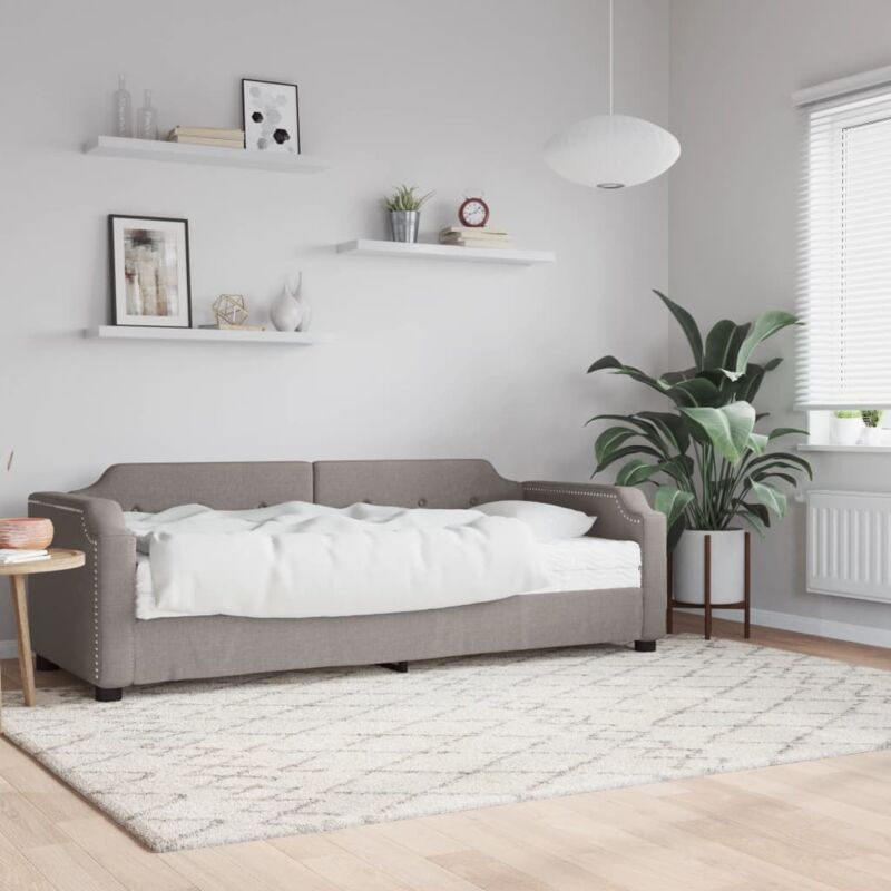 Tagesbett Mit Matratze Taupe 100x200 Cm Stoff Vidaxl