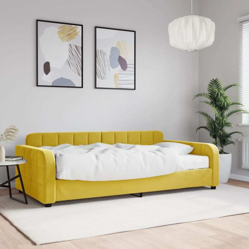 Tagesbett Mit Matratze Gelb 100x200 Cm Samt Vidaxl