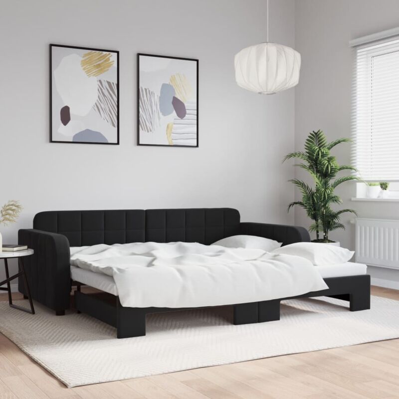 Tagesbett Ausziehbar Schwarz 90x190 Cm Samt Vidaxl