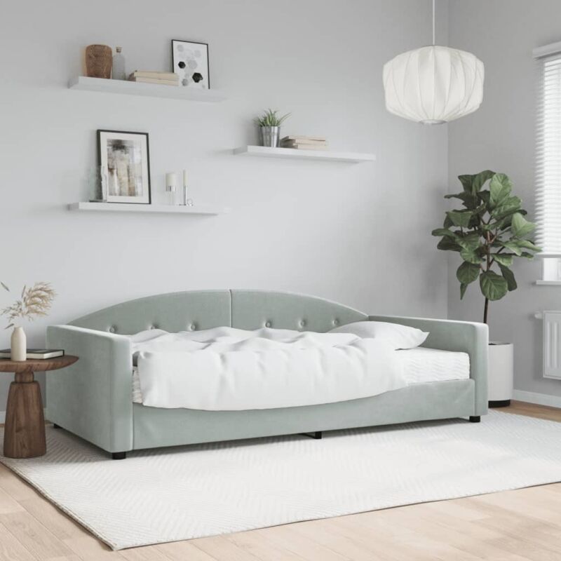 Tagesbett Mit Matratze Hellgrau 100x200 Cm Samt Vidaxl