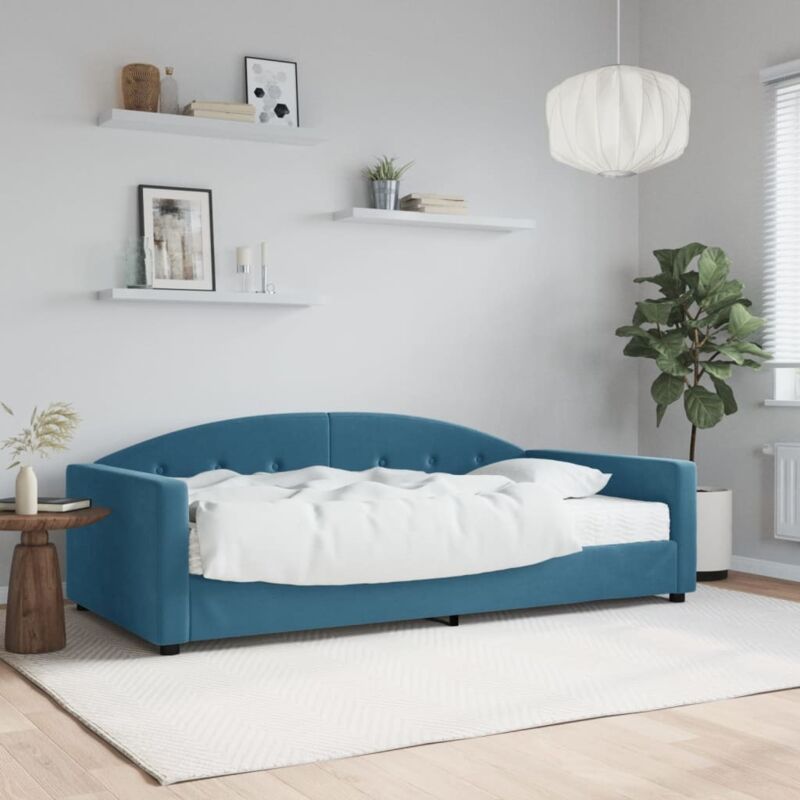 Tagesbett Mit Matratze Blau 100x200 Cm Samt Vidaxl