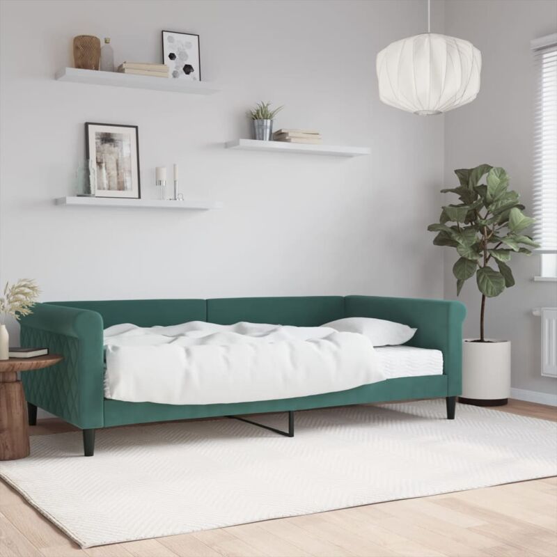 Tagesbett Mit Matratze Dunkelgrün 100x200 Cm Samt Vidaxl