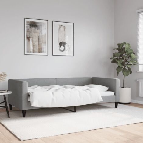 Tagesbett Hellgrau 90x200 cm Stoff vidaXL