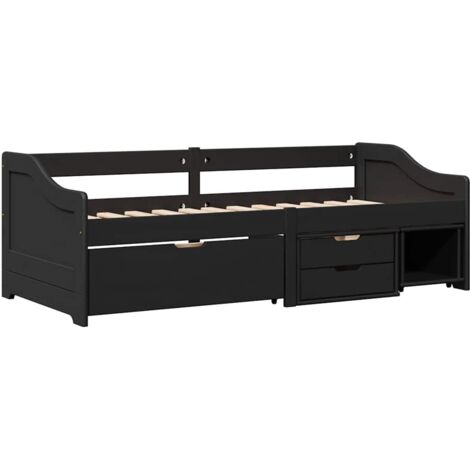 Tagesbett mit 3 Schubladen ohne Matratze IRUN Schwarz 90x200cm vidaXL