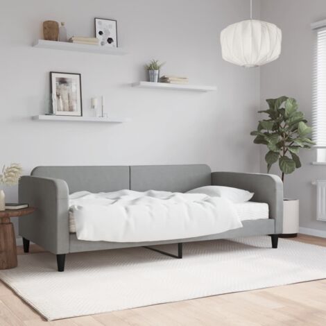 Tagesbett mit Matratze Hellgrau 100x200 cm Stoff vidaXL