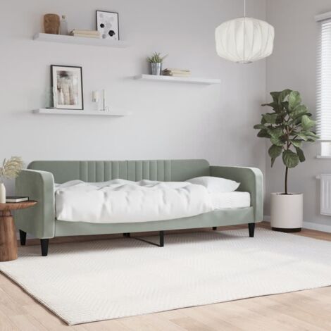 Tagesbett mit Matratze Hellgrau 80x200 cm Samt vidaXL