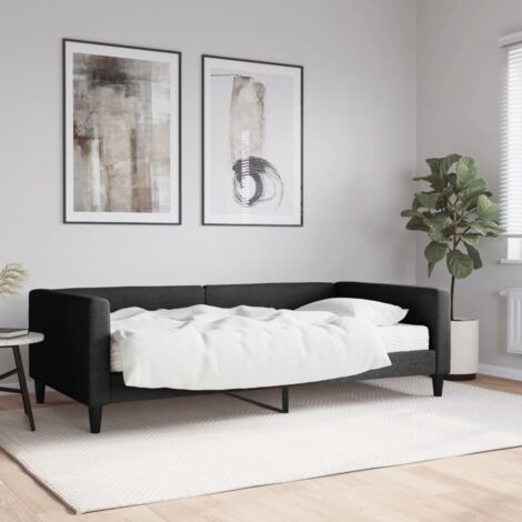 Tagesbett mit Matratze Schwarz 100x200 cm Stoff vidaXL