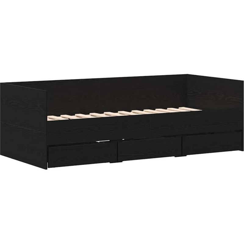Tagesbettgestell Mit Schubladen Schwarze Eiche 90 X 190 Cm Vidaxl