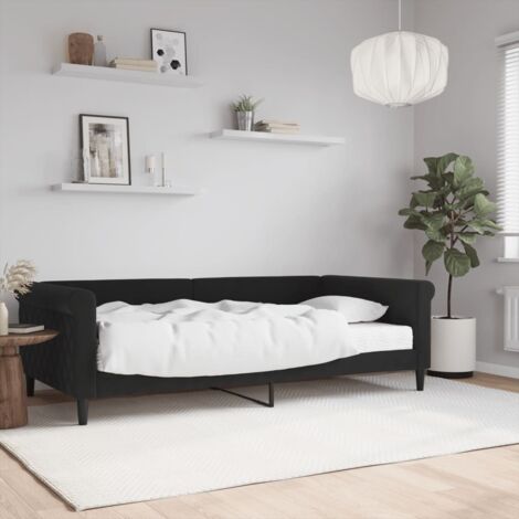 Tagesbett mit schwarzem Matratze 100x200 cm aus Samt