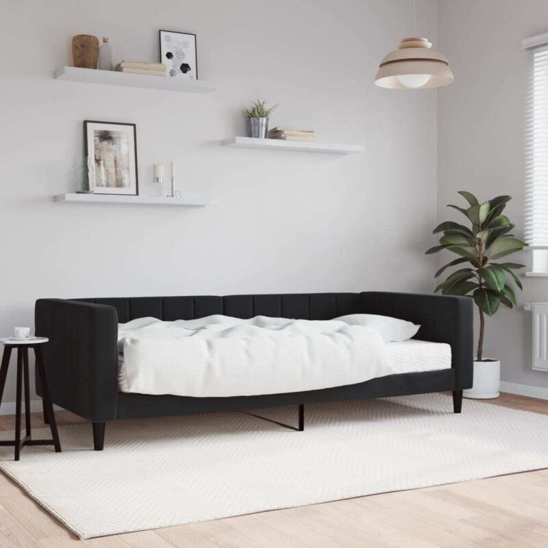 Tagesbett Mit Matratze Schwarz 90x200 Cm Samt Vidaxl