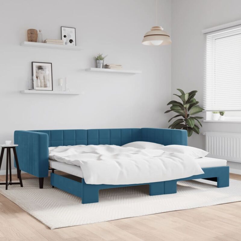 Tagesbett Ausziehbar Blau 100x200 Cm Samt Vidaxl