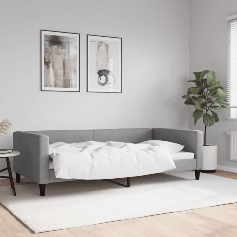 Tagesbett Hellgrau 100x200 Cm Stoff Vidaxl
