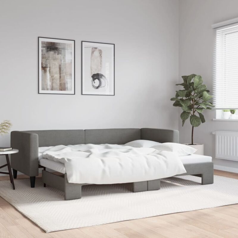 Tagesbett Ausziehbar Dunkelgrau 80x200 Cm Stoff Vidaxl