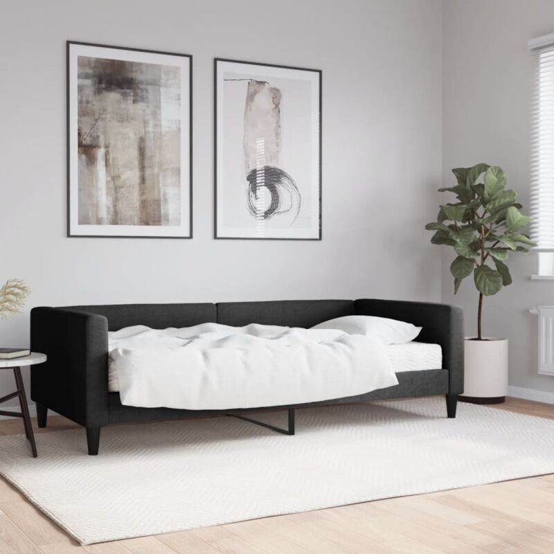 Tagesbett Mit Matratze Schwarz 90x200 Cm Stoff Vidaxl