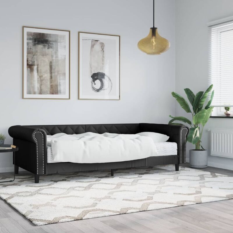 Tagesbett Mit Matratze Schwarz 90x200 Cm Kunstleder Vidaxl
