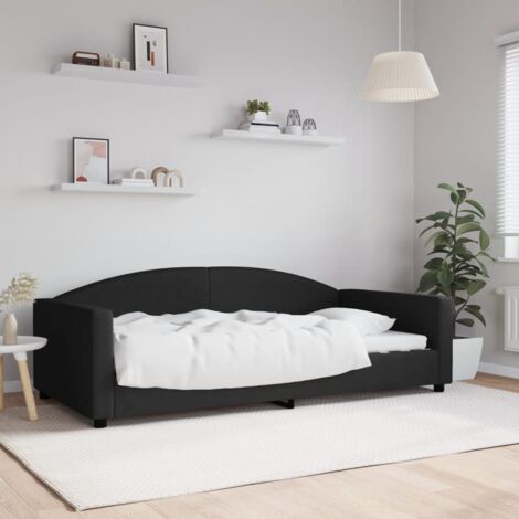 Tagesbett,Gästebett,Jugendbett für Gästezimmer Schlafzimmer Schwarz 100x200 cm Stoff VMEC355326 BonneVie