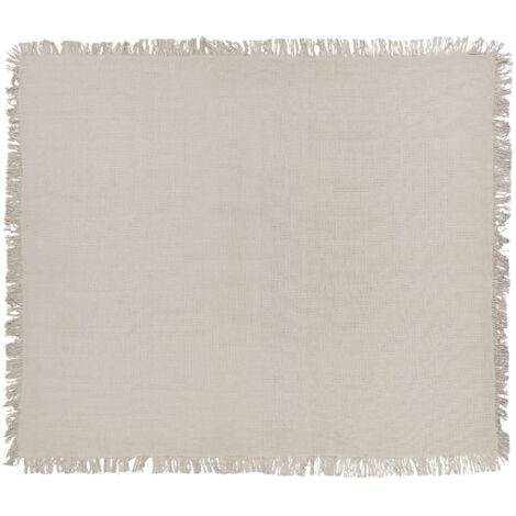 Tagesdecke Hellgrau Baumwolle 220x240 cm mit Fransen Modern Schlafzimmer Wohnzimmer Dekodecke Sofadecke Überwurf für Sofa Bett Sessel