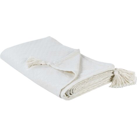 Tagesdecke LINDULA Baumwolle 200 x 220 cm Cremeweiß