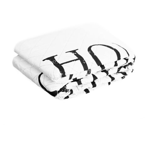 Tagesdecke, Sofaüberwurf Home-Motiv aus 100% Polyester mit grauen Herzmustern 140x210 cm