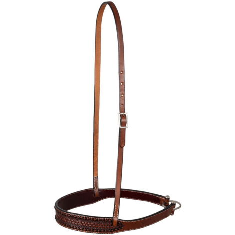 taglia unica, Chestnut: Nodeband western in cuoio con cucitura a contrasto modello x-stitch