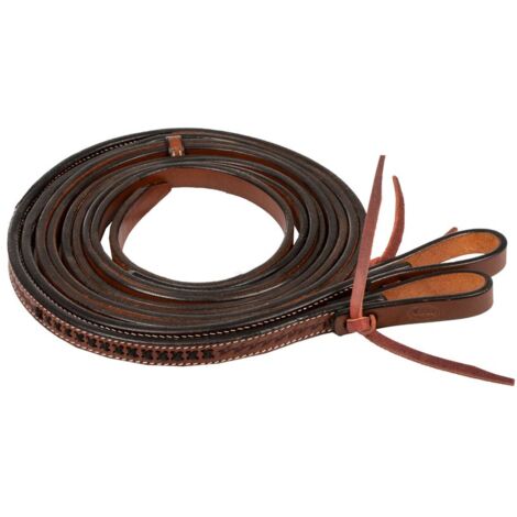 taglia unica, Chestnut: Redini western in cuoio con cucitura a contrasto modello x-stitch