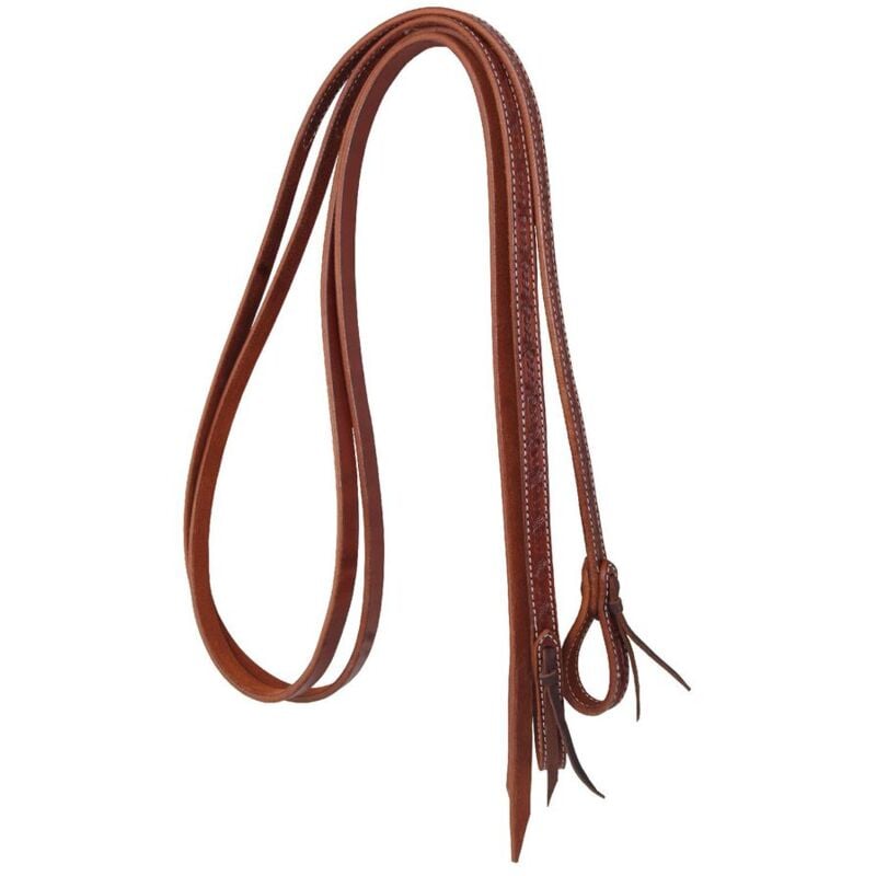 Taglia unica, Cognac: Rênes western en cuir avec travail du fil barbelé