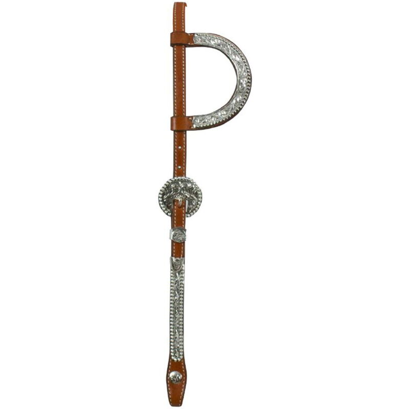 Taglia unica, Cognac: Tête de lit en cuir argenté avec décoration argentée sur l'oreille et la longueur