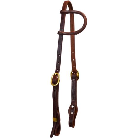 taglia unica, marrone dark oil: Testiera western ad orecchio in cuoio 5/8" per cavalli con sistema quick change