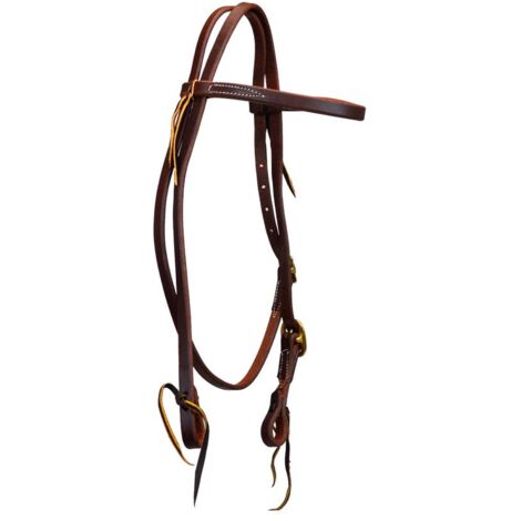 taglia unica, marrone dark oil: Testiera western in cuoio 5/8" con fibbia singola per cavalli