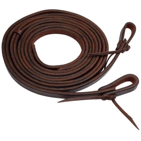 taglia unica, marrone oliato: Redini western divise in cuoio liscio 5/8"