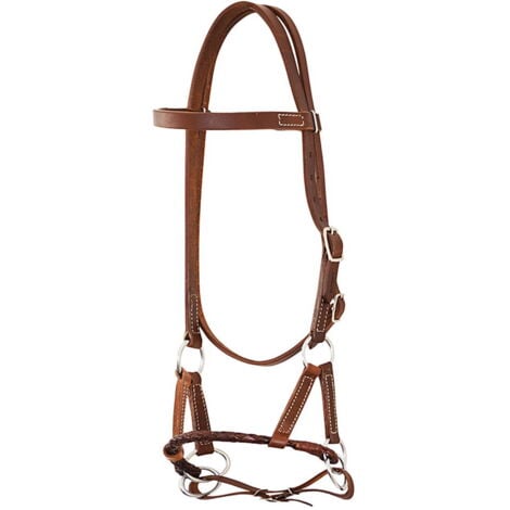 Harnais en cuir de Side Pull Pool sans mordant avec licol en cuir rond tressé Pools