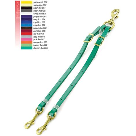 Taglia unica, Vert fluorescent: Fourche à martingale réglable Biothane avec boucles en laiton