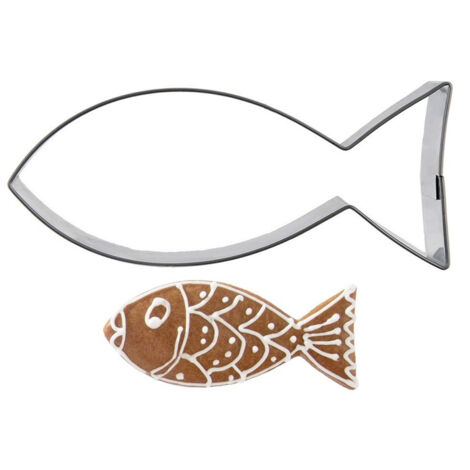 Tagliabiscotti a forma di pesce in acciaio, 9 cm