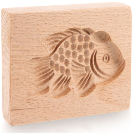 TAGLIABISCOTTI IN LEGNO A FORMA DI PESCE E PAN DI ZENZERO, 10X8 CM