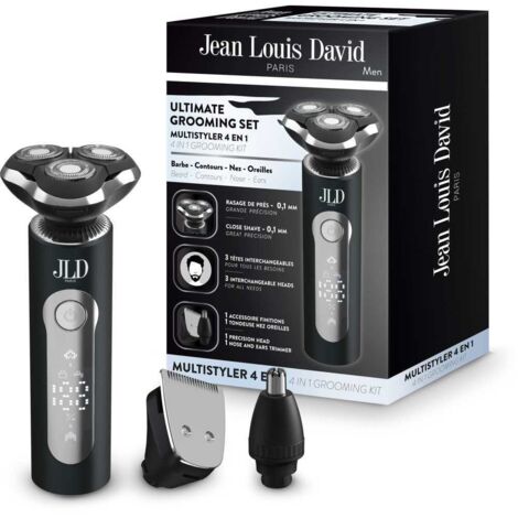 Tagliabordi multifunzione Jean Louis David Kit Grooming 4-in-1 Nero 3 testine