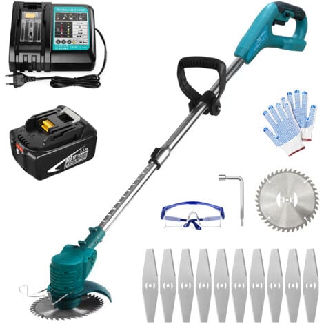 MAWIRON Tagliabordi Senza Fili, Tagliaerba Elettrico da 30 mm con Kit Lame, con 1 Batteria da 5,5 A e Caricabatterie DC18RC, Compatibile con Caricabatterie Makita