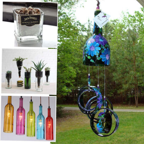 Tagliabottiglie in vetro migliorato, con intagli quadrati e rotondi per vino e birra, adatto a macchine fai-da-te, con supporto in metallo e accessori.