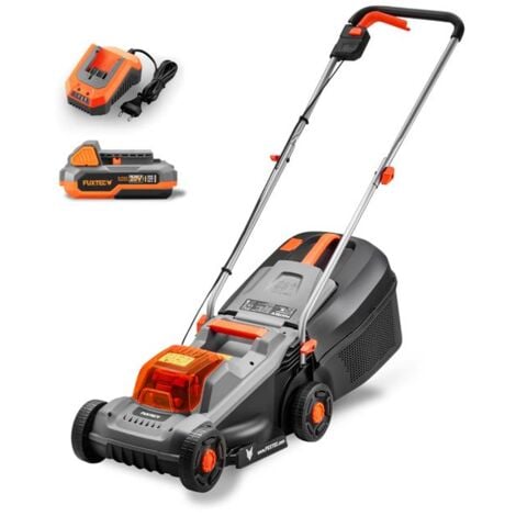 FUXTEC Tagliaerba a Batteria 20V FX-E1RM20ECO - Leggero, Silenzioso, Perfetto per Piccoli Giardini fino a 400 m² - sacco di raccolta da 30L
