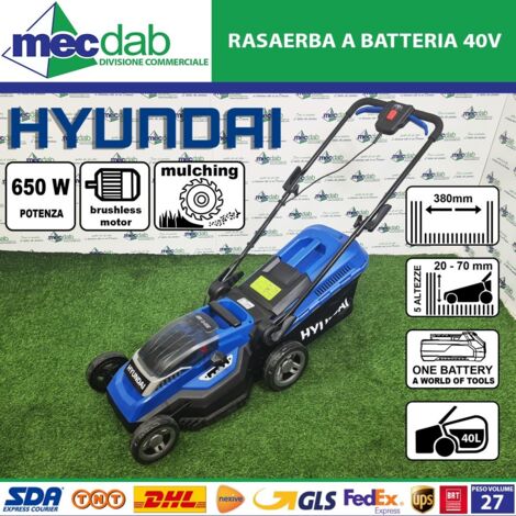 tagliaerba a batteria hyundai 25610 taglio da 38 cm 40v, solo corpo macchina