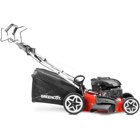 Tagliaerba a scoppio 173cc 7.5cv, motore 4 tempi OHV semovente, lama in acciaio a doppio bordo da 530mm 21", regolabile in altezza di taglio e cestello con capacità 65L - Greencut GLM880X