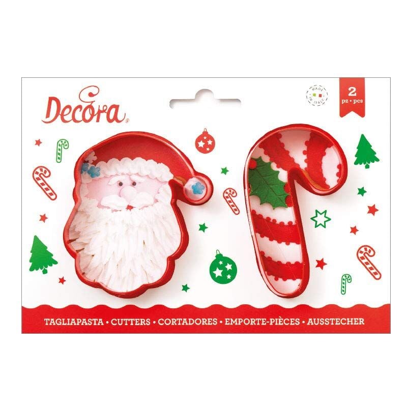 Bighouse It - Decora 255068 Set 2 Tagliapasta Babbo Natale e Candy Cane, Plastica, Rosso