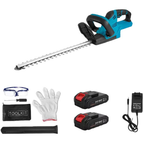 Tagliasiepi a batteria, forbici per erba a batteria da 21 V con lama da 51 cm, tagliasiepi a batteria per arbusti, giardini, prati ed erba, 1 batteria da 1500 mAh, blu