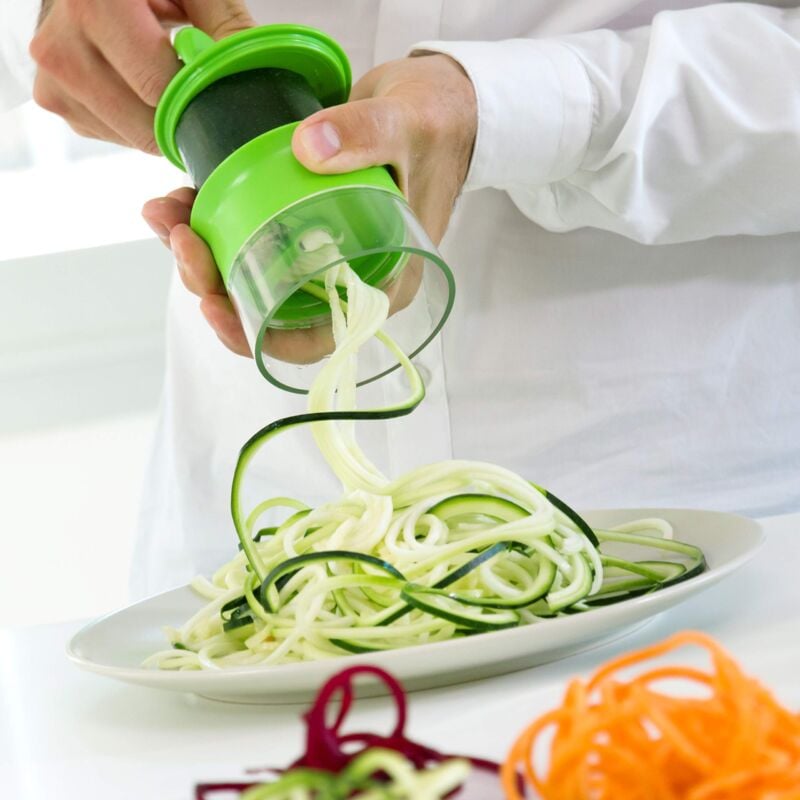 Tagliaverdure a Spirale Spiru, Cucina Sana e Creativa, Facile da Usare e Pulire, Ideale per Zucchine e Carote, Verde, 8x8x9 cm, abs - Innovagoods