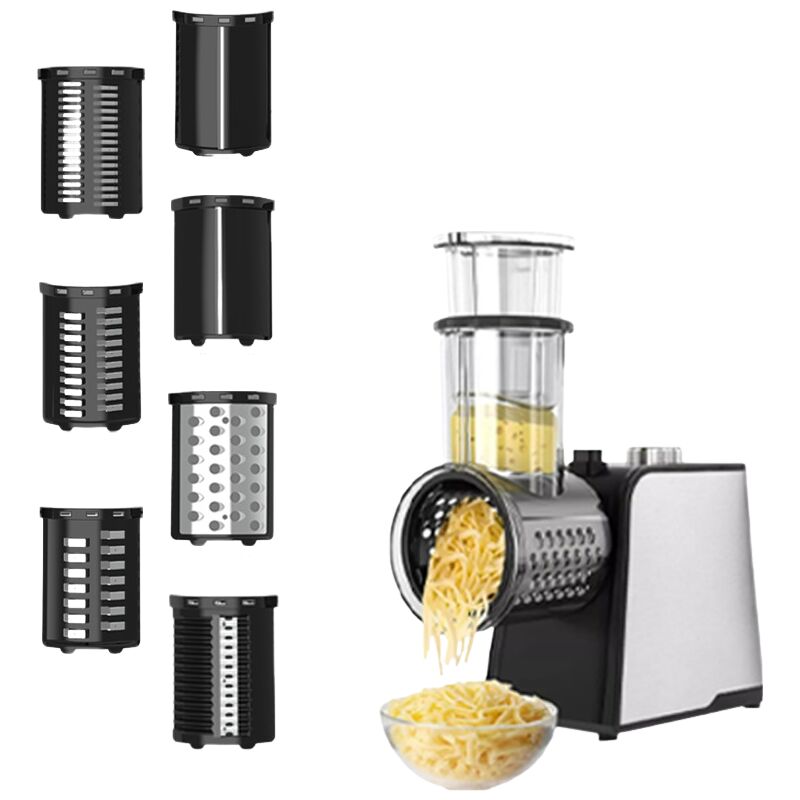 Image of Tagliaverdure elettrico, grattugia per formaggio di grosso calibro, grattugia elettrica per verdure da 250 W, tritatutto multifunzionale, grattugia