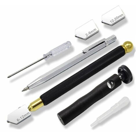 Tagliavetro professionale, penna tagliavetro in metallo, set di utensili da taglio, tagliavetro manuale, testina sostituibile da 2 mm a 20 mm per piastrelle di vetro, specchi e ceramica.