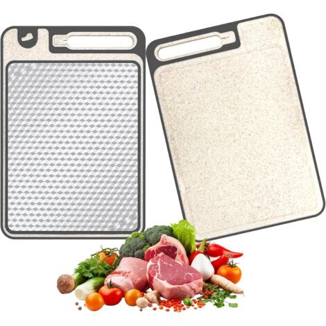Tagliere 2-in-1 Doppia Faccia 37 x 25 cm – Tagliere da Cucina in Acciaio Inox 304 Antiscivolo con Area per Grattugia e Affilacoltelli Integrata, per Carne, Verdure e Frutta