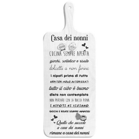 TAGLIERE DA CUCINA BIANCO IN MISURA 15X37 CM CON TEMA E SCRITTA SUI NONNI