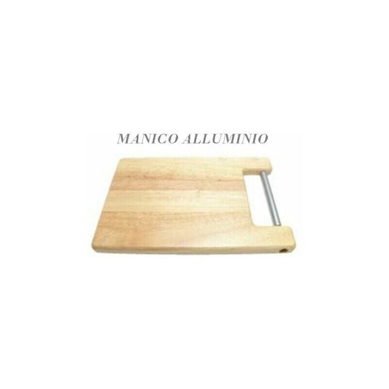 Image of Tagliere da cucina in legno massello con manico in metallo 25,5 x 35,5 x 2 cm