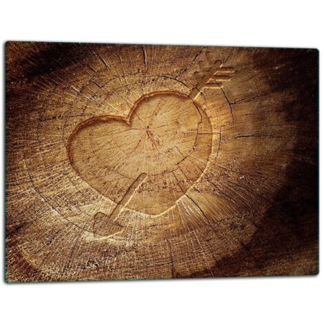 Tagliere della lastra di vetro 52x40 cuore in legno