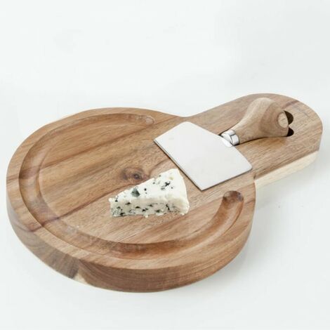 Tagliere in Legno di Acacia Brandani con Coltello Formaggio in Acciaio Inox